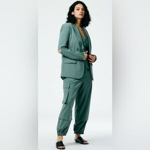 Tibi Tropical Wool Cutout Sleeve Marlon Blazer Dark Mint Size 4